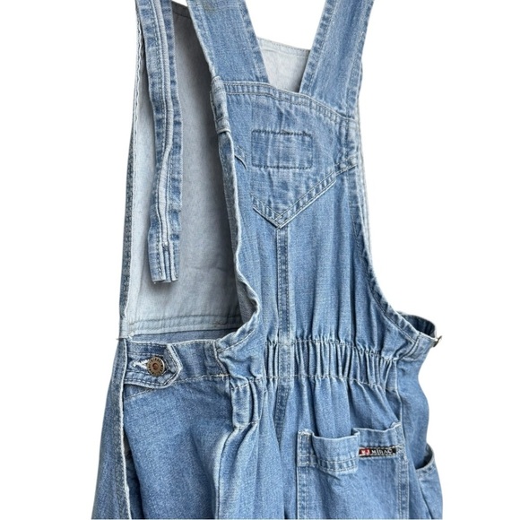 Vintage 90s Denim Jean Overalls Size XS Light Wash Jumpsuit Onesie - Picture 6 of 10